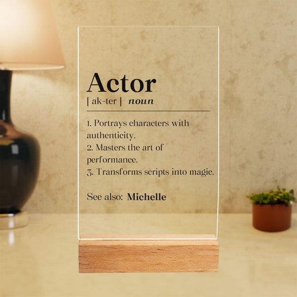 Personalized Actor Acrylic Plaque, Drama Graduate Gift, Teather Student Desk Decor, Film School Desk Sign, Custom Acting Keepsake