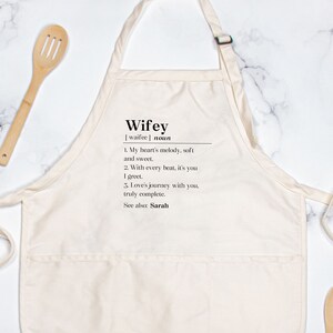 Personalized Wifey Apron, Wife Definition Gift, Wife Anniversary Apron With Pockets, Bride Gift From Groom Adjustable Apron