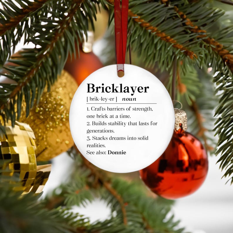 Personalized Bricklayer Definition Ornament, Construction Worker Gift