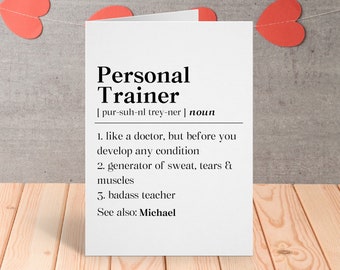 Personalized Personal Trainer Definition Card, Gym Personal Trainer Appreciation Gift, For Trainer Exercise Greeting Card, Thank You Gift