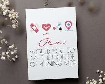 Personalized Pinning Ceremony Proposal Card, Custom Will You Pin Me Gift, Nurse Pinning Invitation Greeting Card