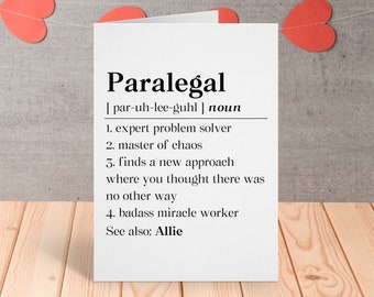 Personalized Paralegal Definition  Card, Thank You To Paralegal Card, Paralegal Appreciation Gift, Thank You To Paralegal Card