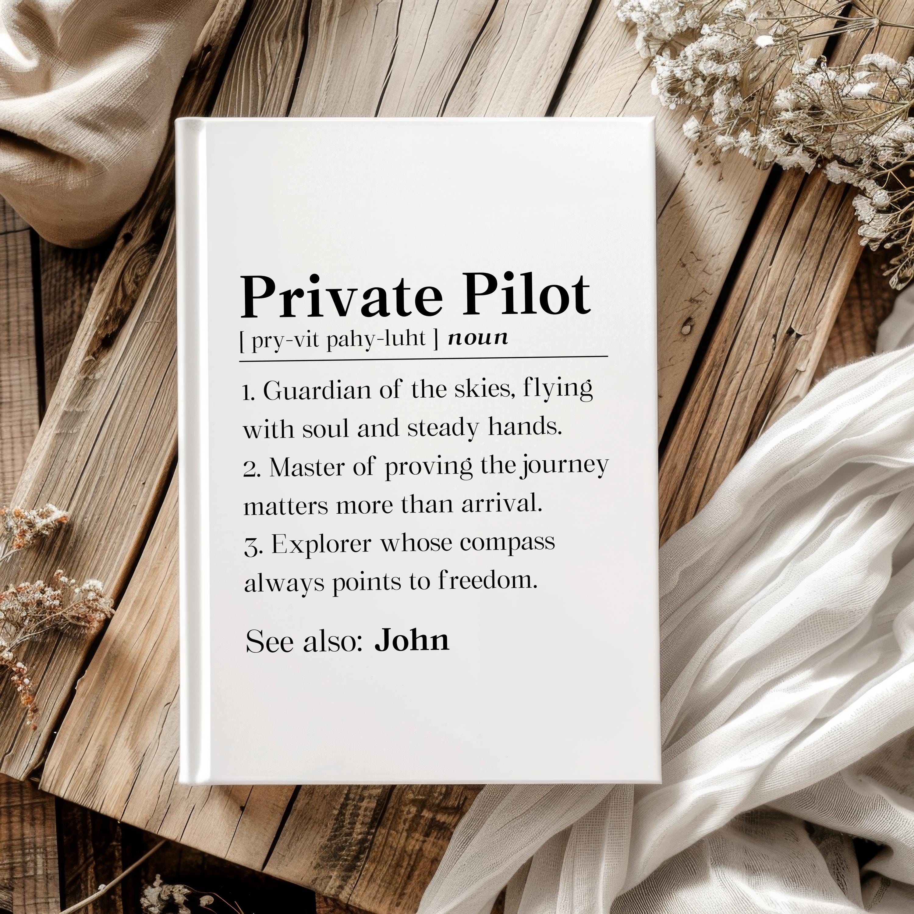 Personalized Private Pilot Journal, New Pilot Gift, Aviation Enthusiast ...