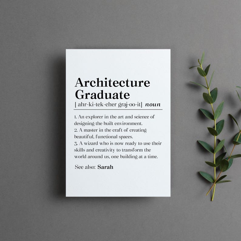 Personalized Architect Graduation Card, Custom Architecture Graduate Gift, Architecture Grad Greeting Card, New Architect Folded Card Bild 3