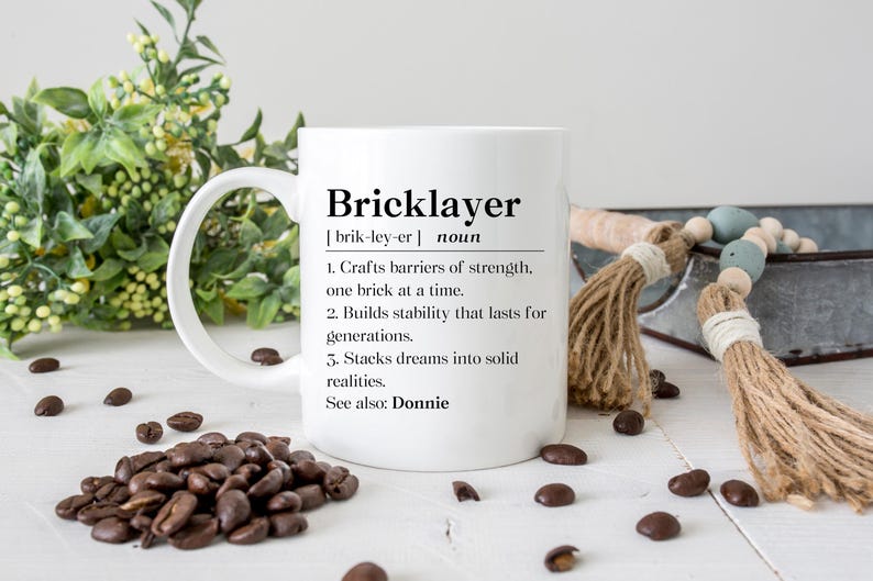 Personalized Bricklayer Definition Mug, Construction Worker Gift, Brick