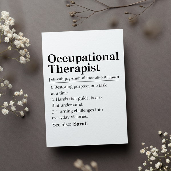 Personalized Occupational Therapist Card, Occupational Therapy Day Gift, Therapist Definition Greeting Card, Ot Appreciation Folded Card