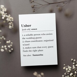 Personalized Usher Card, Usher Proposal Gift, From Bride Greeting Card, Usher Thank You Folded Card, Wedding Card, Personalized Usher Gift