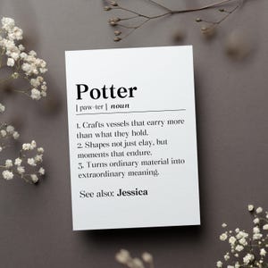 Personalized Potter Definition Card, Pottery Gifts Gift, Clay Artist Greeting Card, Pottery Enthusiast Folded Card, Ceramic Crafter Card