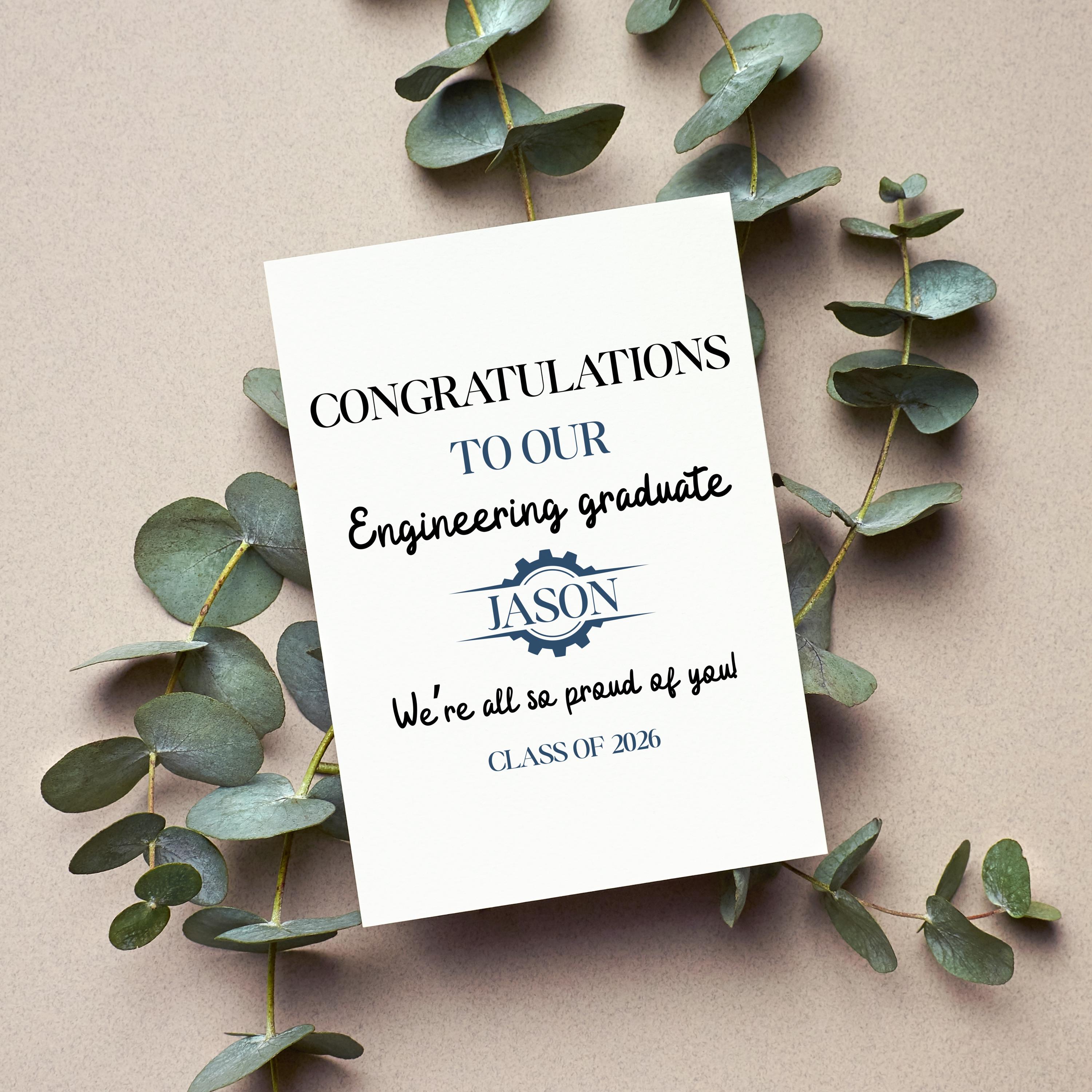 Personalized Engineering Graduation Card, Engineer Graduate Gift ...