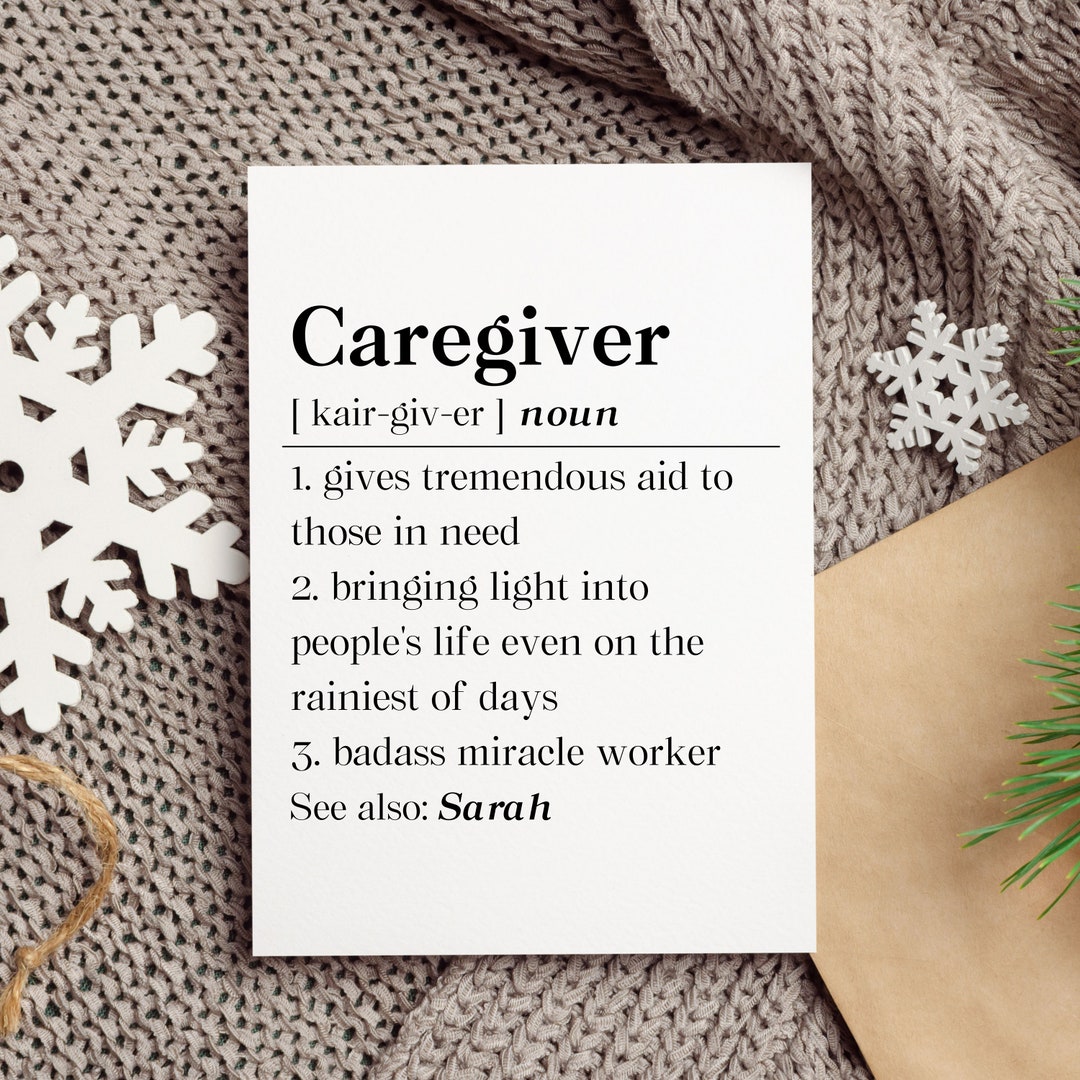 Personalized Caregiver Definition Card Caregiver Appreciation Etsy