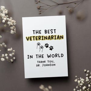 Personalized Veterinarian Appreciation Card, Dr Veterinary Gift, Vet Tech Thank You Greeting Card, Best Vet Ever Folded Card, Rvt Card