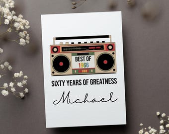 Personalized 60th Birthday Card, Sixtieth Birthday Gift, Sixty Year Old Greeting Card, 60th Birthday Folded Card, 60 Years Old Card