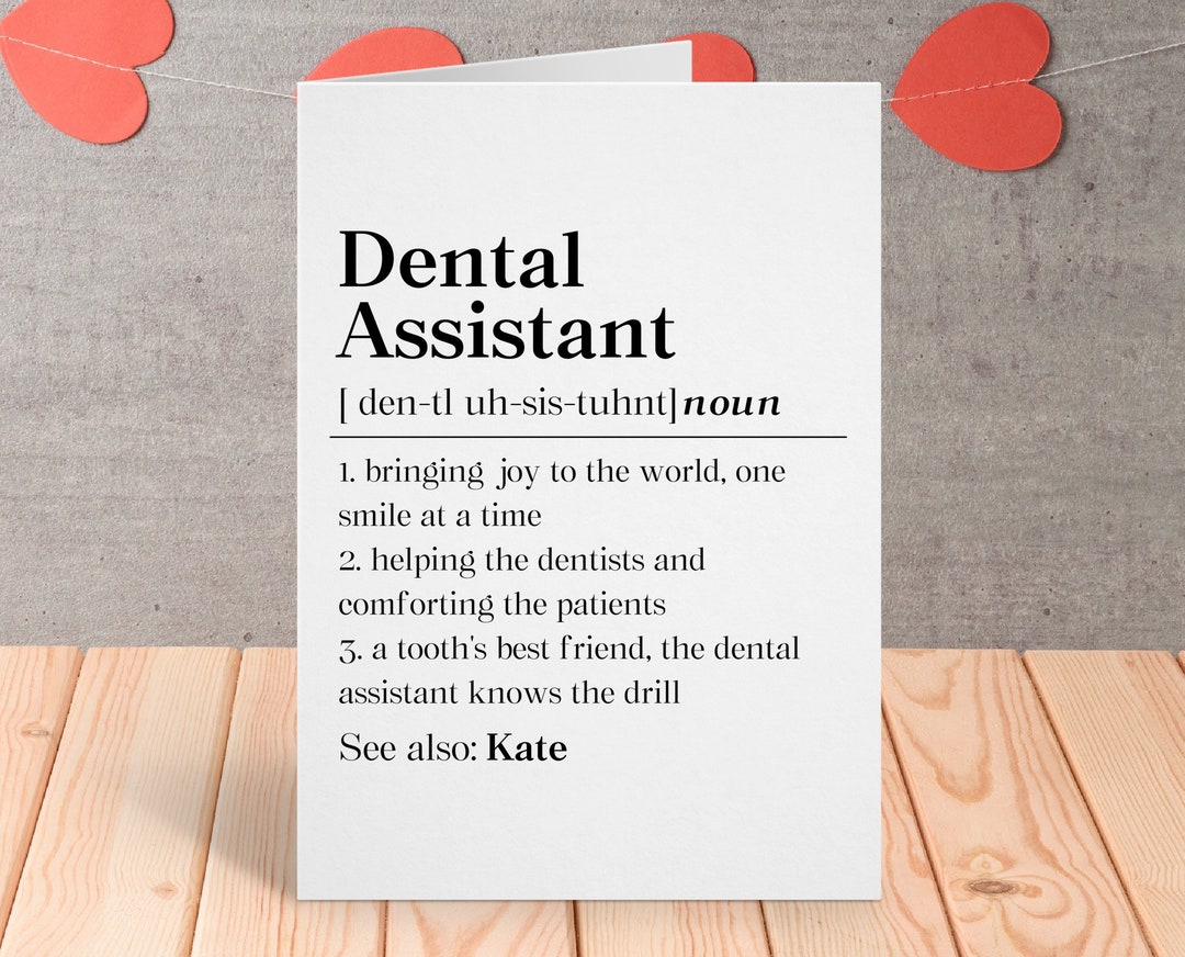 Dental Assistant Definition Card, Personalized Dental Assistant Gifts, Dental Clinic Employee