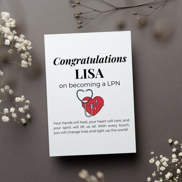 Personalized Nurse Graduation Card, Lpn Nursing School Graduate Gift, Nurse Congrats Greeting Card, Bsn Nurse Grad Folded Card