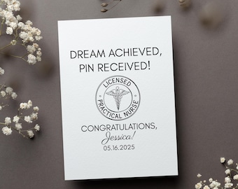 Personalized Lpn Pinning Ceremony Card, Lpn Graduation 2026 Gift, New Lpn Congrats Greeting Card, Pin Received Folded Card