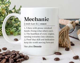 Personalized Mechanic Mug, Automotive Mechanic Gift, Mechanic Birthday Coffee Mug, Mechanic Appreciation Cup, Personalized Mechanic Gift