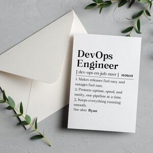 Personalized Devops Engineer Card, Devops Definition Gift, Devops Birthday Greeting Card, It Coworker Folded Card, Devops Definition Gift immagine 2