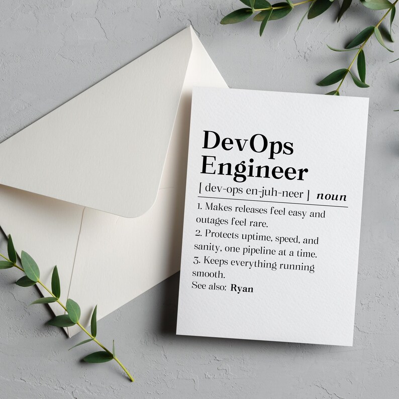 Personalized Devops Engineer Card, Devops Definition Gift, Devops Birthday Greeting Card, It Coworker Folded Card, Devops Definition Gift immagine 2