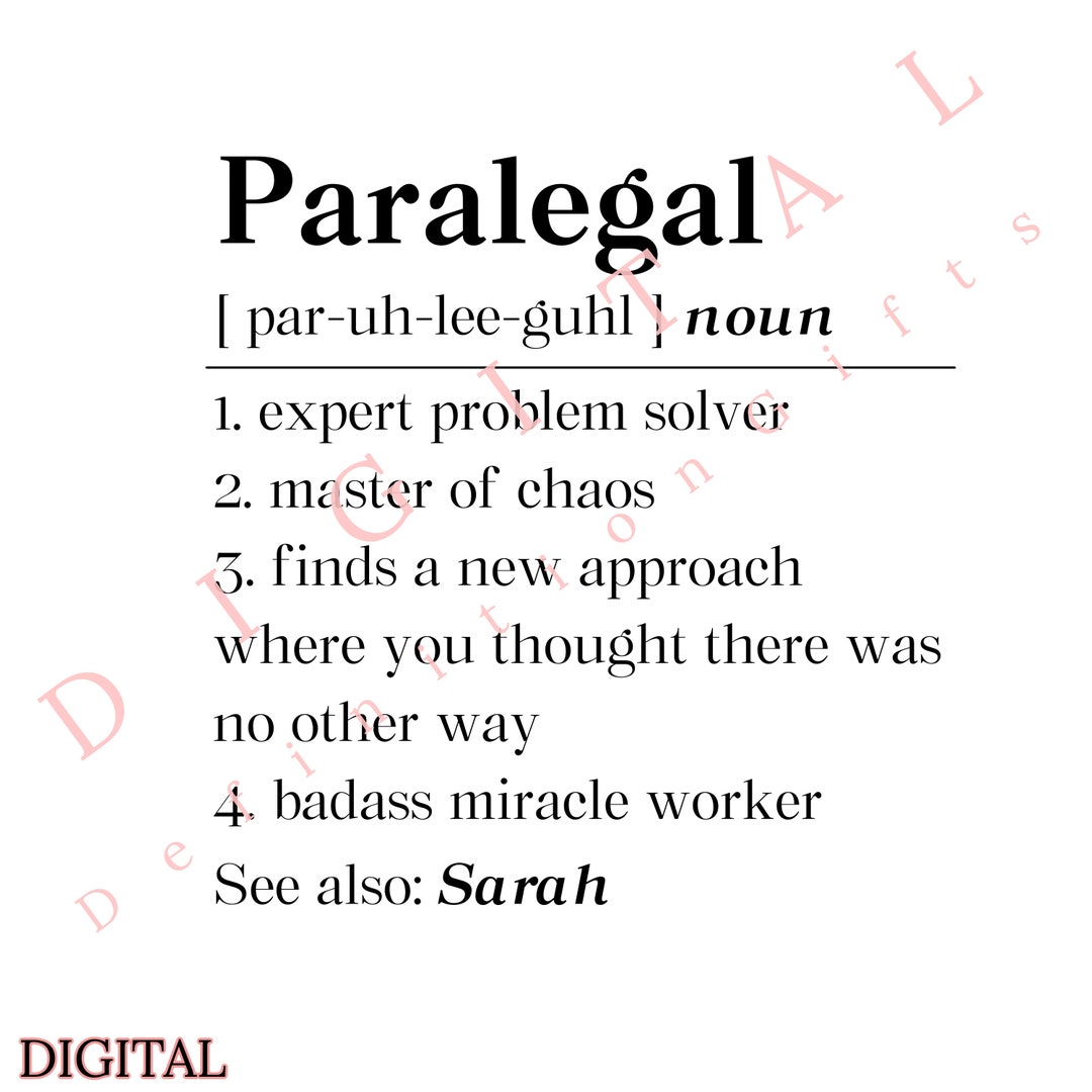 Personalized Paralegal Definition PNG Lawyer Firm Paralegal Etsy