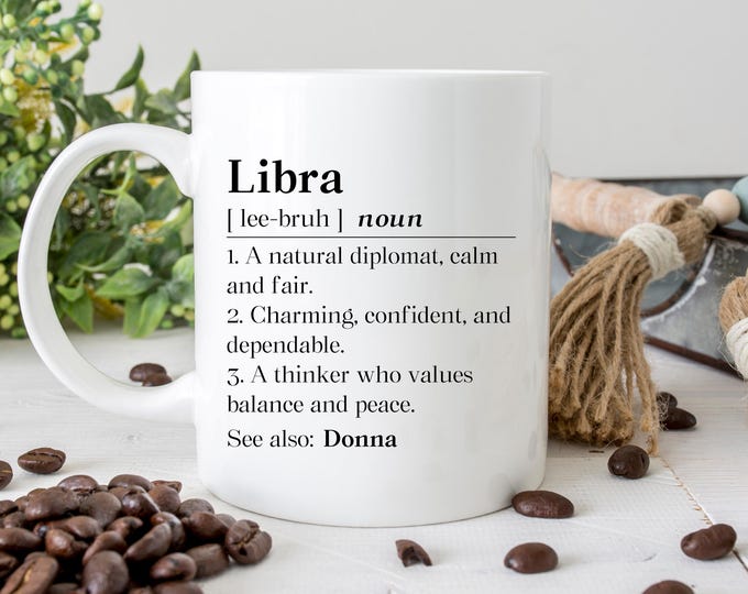 Personalized Zodiac Libra Definition Mug, Libra Birthday Gift, Libra Christmas Coffee Mug, Zodiacal Sign Cup, Libra Friend Gift Mug