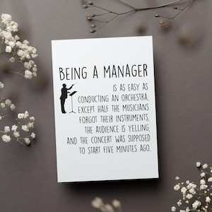 Funny Manager Card, Management Humor Gift, Office Joke Greeting Card, Hilarious Leader Folded Card, Office Humor Card, Funny Manager Gift