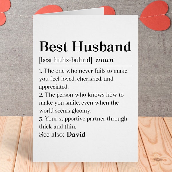 Personalized Best Husband Definition Card, Inspirational Husband Valentine Gift, Husband Appreciation Greeting Card, For Husband Folded Card