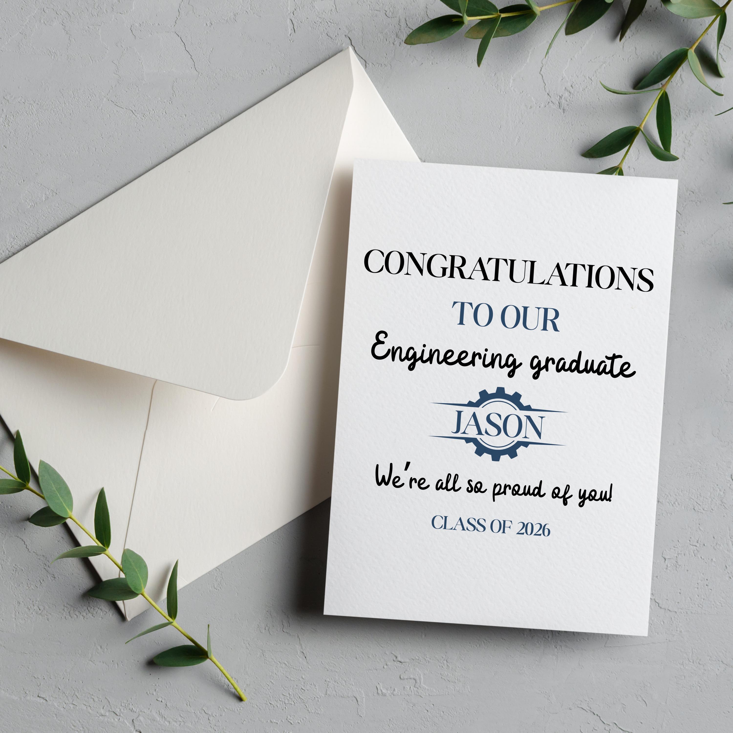 Personalized Engineering Graduation Card, Engineer Graduate Gift ...