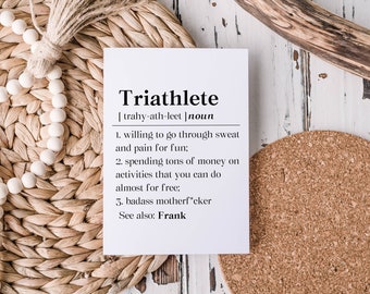 Personalized Triathlete Definition Card, Custom Triathlon Congrats Card for Son, Triathlete Gifts, Best Friend Swim Bike Run Greeting Card