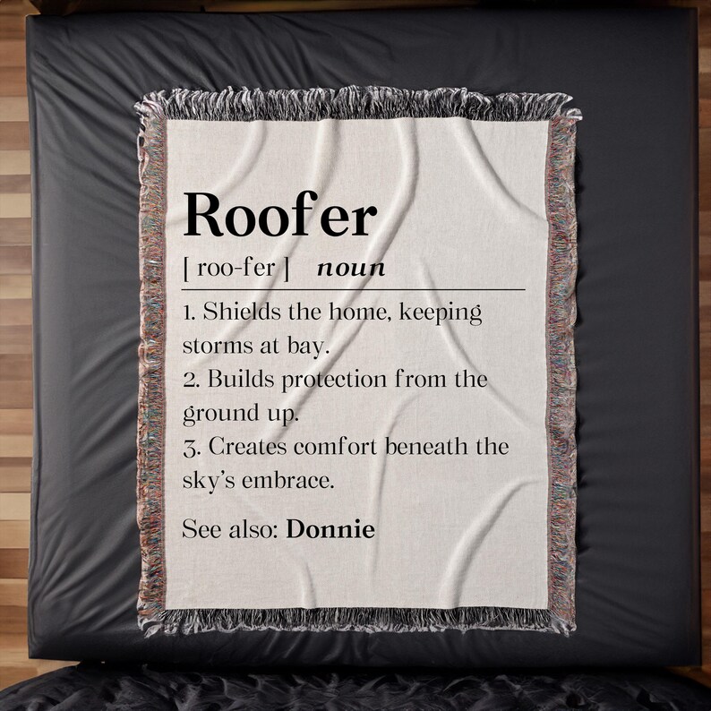 Personalized Roofer Definition Woven Blanket, Roofing Throw Blanket