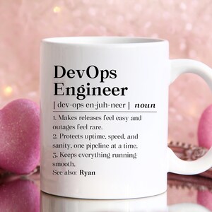 Personalized Devops Engineer Mug, Devops Definition Gift, Devops Birthday Coffee Mug, It Coworker Cup, Personalized Devops Engineer Gift afbeelding 3