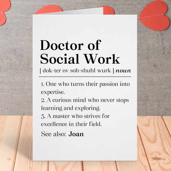 Doctor Of Social Work Card, Dsw Graduation Gift, Phd Social Work Greeting Card, Dsw Graduate Friend Folded Card, Doctor Of Social Work Gift