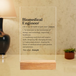 Biomedical Engineer Definition Acrylic Plaque, Custom Biomedical Engineer Gift, Engineering Life Desk Decor, Biomedical Birthday Desk Sign