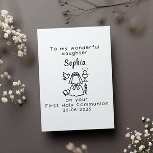 Personalized On Your First Holy Communion Card, Daughter First Communion Gift, Granddaughter Communion Greeting Card