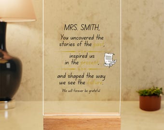 Personalized History Teacher Acrylic Plaque, Gift For History Teacher, Teacher Appreciation Week Desk Decor, Teacher Thank You Desk Sign