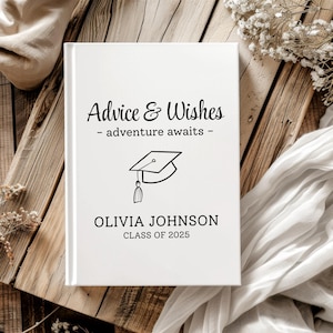 Personalized Advice And Wishes Journal, Graduation Party Guest Book Gift, Advice For Graduate Hardcover Journal, Adventure Awaits Notebook