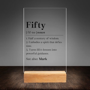 Personalized Fifty Birthday For Husband Acrylic Plaque, 50th Bday Man Gift, 50 Year Old Desk Decor, From Wife Desk Sign, For Male Keepsake image 2