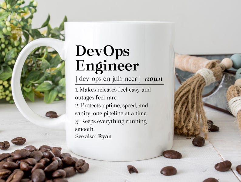 Personalized Devops Engineer Mug, Devops Definition Gift, Devops Birthday Coffee Mug, It Coworker Cup, Personalized Devops Engineer Gift afbeelding 1