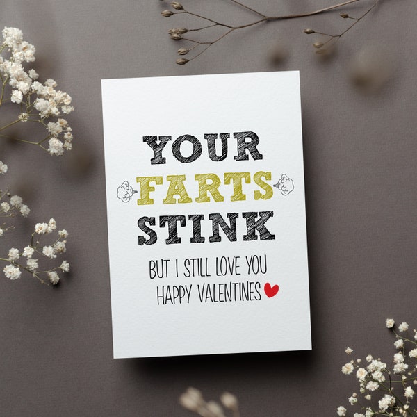 Your Farts Stink Card, Rude Husband V Day Gift, Valentines Day From Wife Greeting Card, Boyfriend Valentine Folded Card