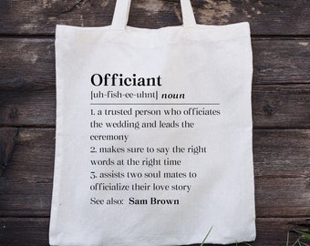 Personalized Officiant Tote Bag, Officiant Proposal Canvas Tote, Officiant Thank You Gift, Wedding Officiant Gift Tote