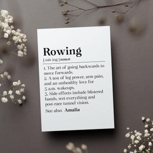 Personalized Rowing Definition Card, Sculling Gift, For Rower Greeting Card, Rowing Girl Folded Card, Rowing Team Card, Sculling Gift