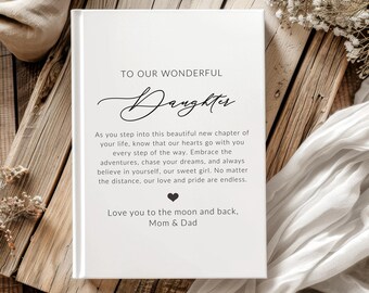 Daughter Leaving For College Journal, From Parents Gift, College Going Away Hardcover Journal, Daughter From Mom Notebook, From Parents Gift