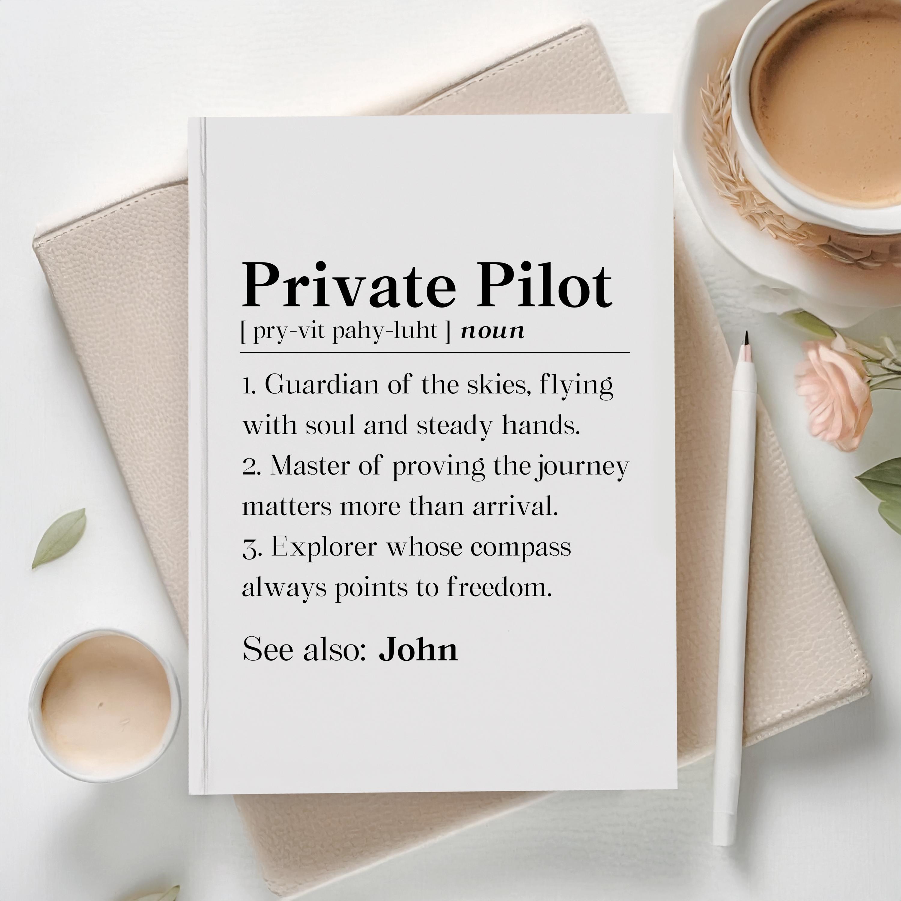 Personalized Private Pilot Journal, New Pilot Gift, Aviation Enthusiast ...