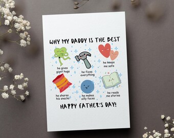Daddy Father's Day From Daughter Card, Fathers Day Daddy And Me Gift, Daddy Day With Kids Greeting Card, Love You Dad Folded Card