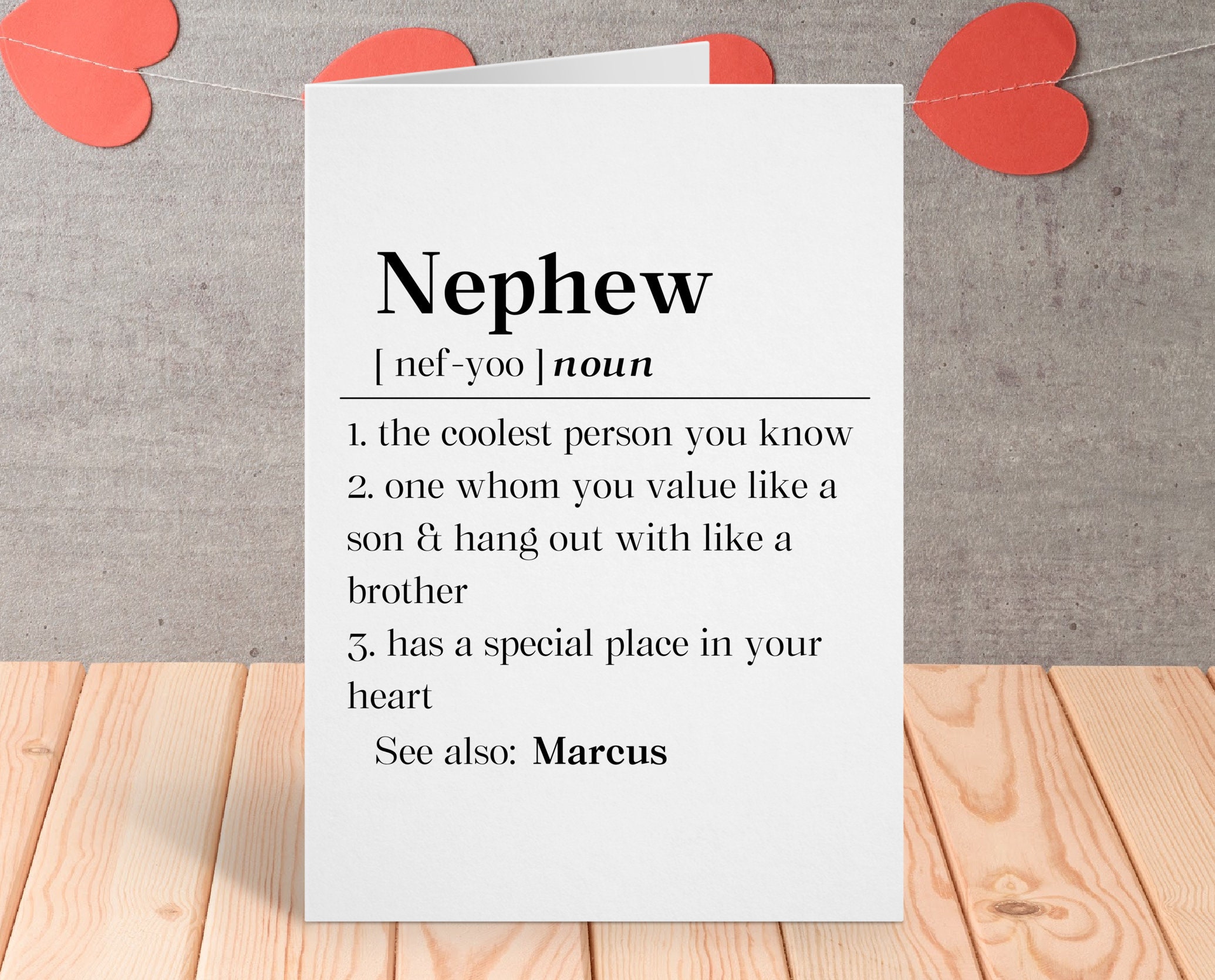 Personalized for Nephew Card Nephew Definition Card Best Nephew Gift