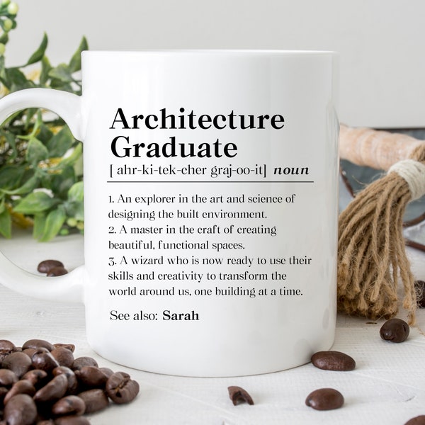 Personalized Architect Graduation Mug, Custom Architecture Graduate Gift, Architecture Grad Coffee Mug, New Architect Cup, New Architect Cup