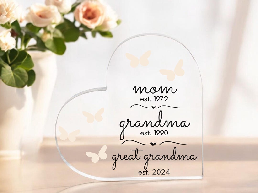 Personalized First Mom Now Great Grandma Heart Acrylic Plaque, Custom ...
