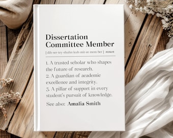 Personalized Dissertation Committee Member Definition Journal, Dissertation Committee Thank You Gift, Dissertation Advisor Hardcover Journal