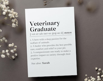 Personalized Veterinarian Graduation Card, Custom Veterinary Graduate Gift, Veterinary Grad Greeting Card, Vet School Graduation Folded Card