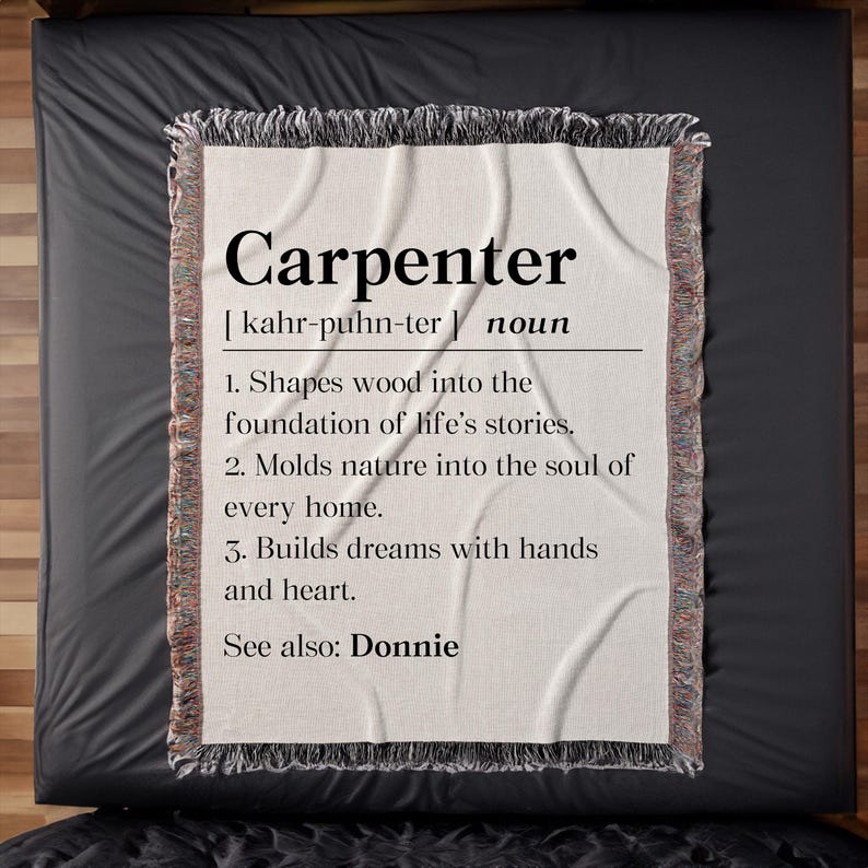 Personalized Carpenter Definition Woven Blanket, Carpenter Thank You