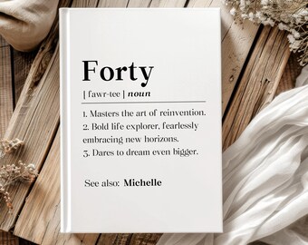 Personalized Forty Birthday For Best Friend Journal, Daughter 40th Birthday Gift, 40th Party Hardcover Journal, 40th For Women Notebook